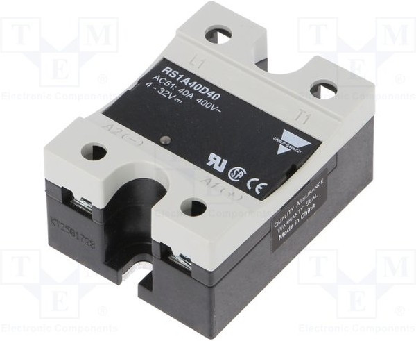 RS1A40D40, Реле: полупроводниковое, Uупр: 4-32ВDC, 40А, 42-440ВAC, -40-80°C RS1A40D40, Реле: полупроводниковое, Uупр: 4-32ВDC, 40А, 42-440ВAC, -40-80°C