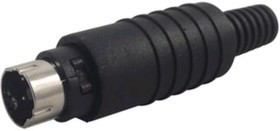 4850.191, Mini DIN Plug, 9 Contacts, Cable Mount, Solder, Silver Plated Contacts