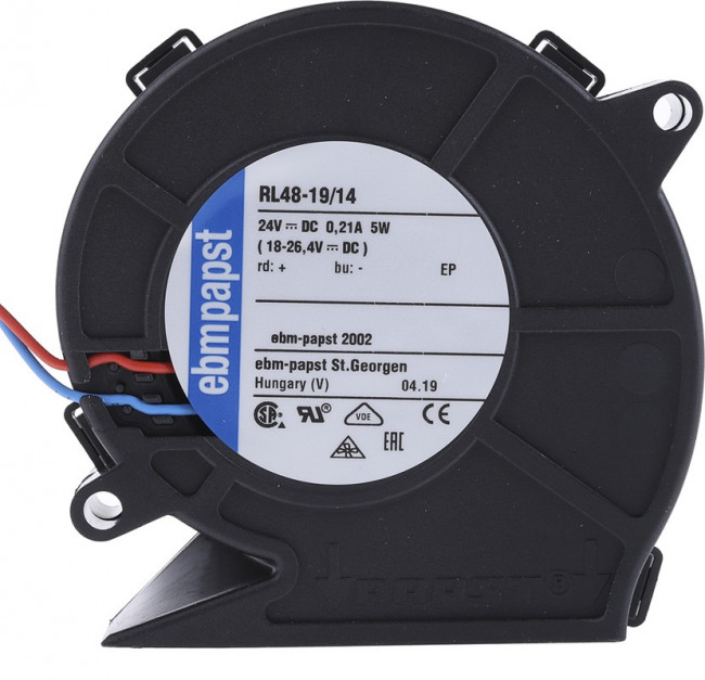 RL48-19/14, DC Blower Centrifugal Ball Bearing 24V 18V to 26.4V 16.5CFM 51dB