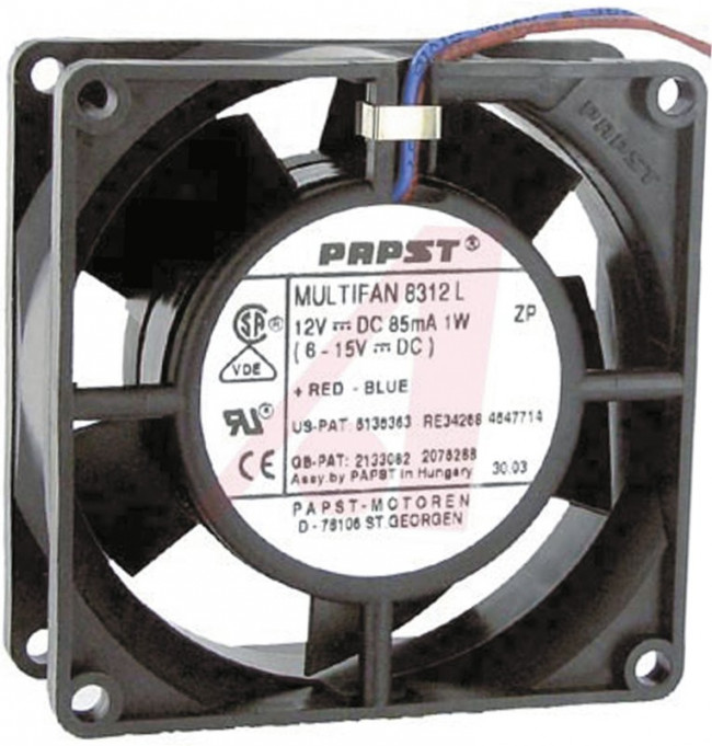 8312HL, DC Fan Axial Ball Bearing 12V 6V to 15V 39.4CFM 43dB 80 X 80 X 32mm Low Speed