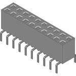 71991-810LF, Dubox®, Board To Board Connector, Receptacle, Vertical, Through Hole, Double Row, Dual Entry, 20 Position, 2.54mm (0.100in) Pit