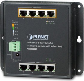 Индустриальный коммутатор Planet IP30, IPv6/IPv4, 8-Port 1000TP Wall-mount Managed Ethernet Switch with 4-Port 802.3AT POE+ (-40 to 75 C), d Индустриальный коммутатор Planet IP30, IPv6/IPv4, 8-Port 1000TP Wall-mount Managed Ethernet Switch with 4-Port 802.3AT POE+ (-40 to 75 C), d