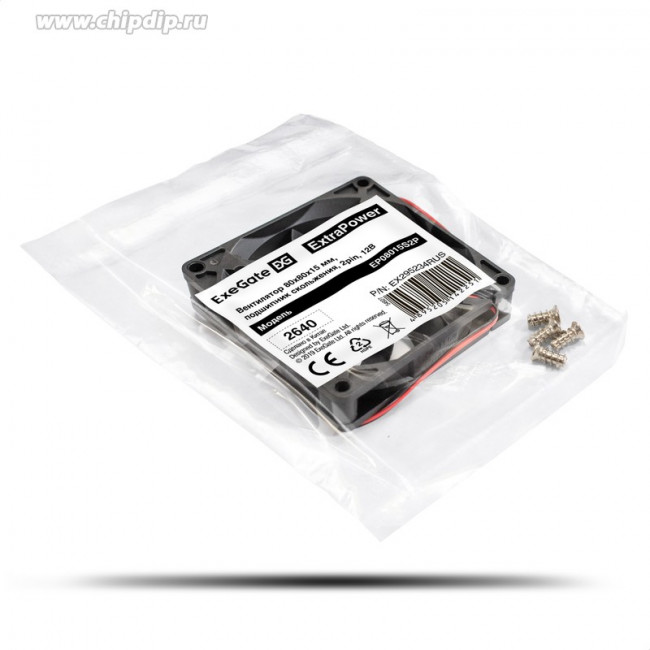 EX295234RUS, Вентилятор 12В DC ExeGate ExtraPower EP08015S2P (80x80x15 мм, Sleeve bearing (подшипник скольжения), 2pin, 2500RPM, 25.5dBA) EX295234RUS, Вентилятор 12В DC ExeGate ExtraPower EP08015S2P (80x80x15 мм, Sleeve bearing (подшипник скольжения), 2pin, 2500RPM, 25.5dBA)