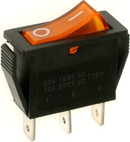 RS-102-1C3 (желтый), Переключатель ON-ON (15A 250VAC) SPDT 3P