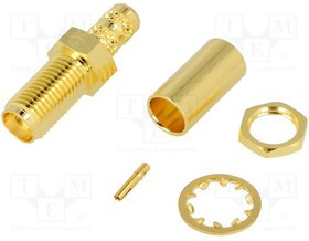 SMA6411A33G150, Гнездо, SMA, "мама", прямой, 50Ом, обжим, на панель, тефлон, 500В