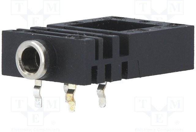 ACJM-NH35, Гнездо, Jack 3,5мм, "мама", mono, угловой 90°, на панель, THT