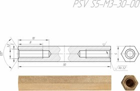 PSV S5-M3-30-00 Стойка для печатных плат, латунь ( аналог PCHSS-30, H-L3000-0600-5-03-X)
