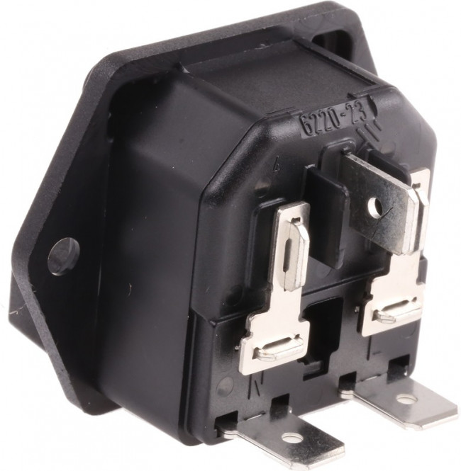 6220.2300, Разъем: питания AC, гнездо, "папа", 10А, 250ВAC, IEC 60320, 5x20мм