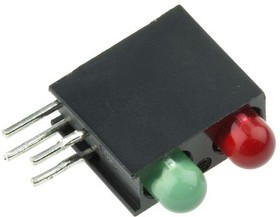 553-0112F, Green & Red Right Angle PCB LED Indicator, 2 LEDs, Through Hole 3 V