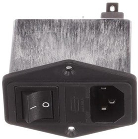 FN284B-10-06, AC Power Entry Modules IEC Inlet Filter Switch &amp; Dual Fuse 250VAC, 10A,  5uA, Flange Mounting Left/Right