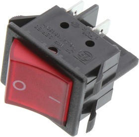 WRG32F2FBRLN, Rocker Switches DPST ON-OFF RED 16A ILLUMINATED "O -"