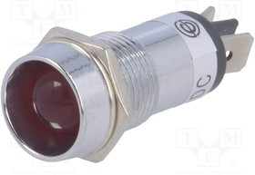 ILL16-24R, Индикат.лампа: LED, вогнутый, 24ВDC, Отв: d14,2мм, IP40, латунь