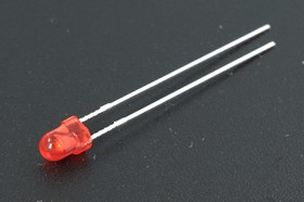 Светодиод 3 x 5, красный, 250 мкд, угол 95, цвет линзы: красный матовый, SL-399URDSN-02N