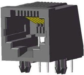 RJE02-166-0110, Modular Connectors / Ethernet Connectors 6P 1 Port Mod Jack No Shield/Flange