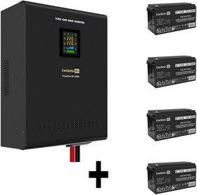 EX296674RUS, Комплект ИБП EX296004RUS + батарея 150Aч EX282990RUS 4шт (инвертор, синус, для котла, настенный) ExeGate FineSine SX-5000.LCD.A