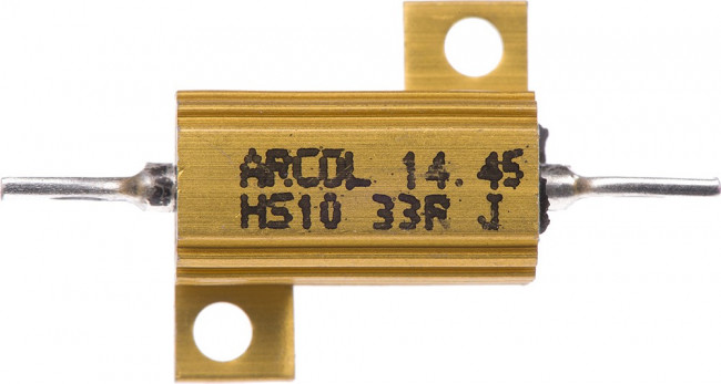 HS10 33R J, Резистор: проволочный, с радиатором, винтами, 33Ом, 10Вт, ±5% HS10 33R J, Резистор: проволочный, с радиатором, винтами, 33Ом, 10Вт, ±5%