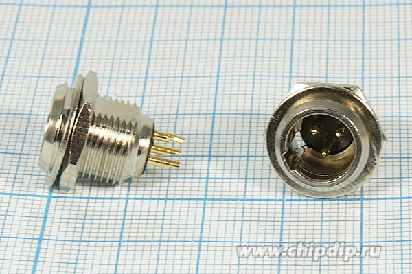 Разъем микрофонный miniXLR вилка, контакты 3P, монтаж на блок, B8.5, MC805-3P