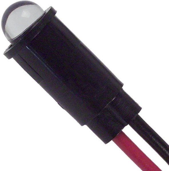 559-6001-007F, LED Panel Mount Indicators BLUE WTR CLR UL-BRT 14in WIRE LEADS