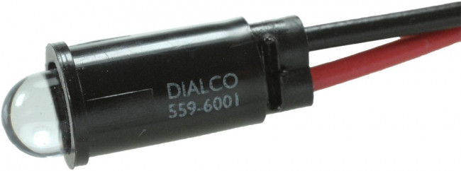 559-6001-007F, LED Panel Mount Indicators BLUE WTR CLR UL-BRT 14in WIRE LEADS