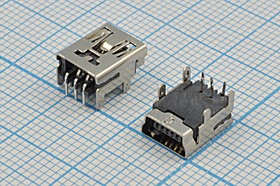 Разъем mini USB05BFR розетка, тип B, контакты 5P4C, монтаж на плату, угловой, miniUSB05BFR Разъем mini USB05BFR розетка, тип B, контакты 5P4C, монтаж на плату, угловой, miniUSB05BFR