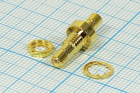 Гнездо SMB-Гнездо SMB, на панель, гайка, переходник, позолоченный; №9119 гн SMB-гн SMB\гай