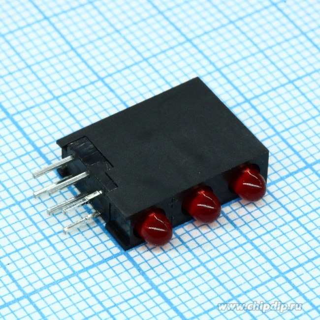 L-934SA/3ID, Светодиодный модуль 3LEDх3мм/красный матовый/625нм/8-20мКд/60°