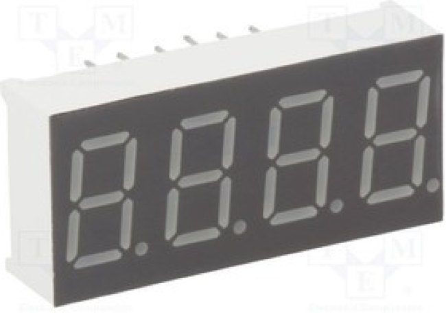 KW4-361CVA, Дисплей: LED, 7-сегментный, 9,2мм, 0,36", II.зн: 4, красный, катод