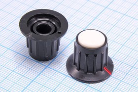 Ручка круглая диаметр 20мм, диаметр регулятора 6.0мм, пластик, черный/белый, CP-Z1; №9264 ручка d6,0z36\20x16\пл\ чер/бел\\CP-Z1