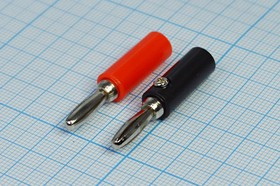 Штекер питания BANANA 4мм с винтовым креплением кабеля до d6мм, красный, № 9893RZ шт BANANA 4\кабель