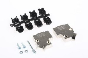 D45PK9-K, MHD45PK Series ABS Angled D Sub Backshell, 9 Way, Strain Relief