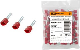 Наконечник штыревой втулочный изолированный (двойной) НШвИ (2) 0,75х8 (100 шт) TDM