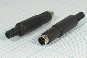 Штекер miniDIN с пластиковым хвостом, на кабель, на семь контактов; №10180 штек miniDIN\ 7P[3/2/2]\каб\пл хвост\\[S-VHS]\