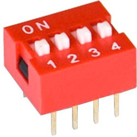 DS1040-04RN, 4Bit Red Plugin DIP Switches ROHS