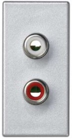 Плата с 2-мя разъёмами RCA Simon, audio, 1/2, К45, винтовой зажим, тюльпаны, алюминий K101B-8