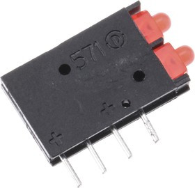 571-0111-100F, 571-0111-100F, Red Right Angle PCB LED Indicator, 2 LEDs, Through Hole 2 V 571-0111-100F, 571-0111-100F, Red Right Angle PCB LED Indicator, 2 LEDs, Through Hole 2 V