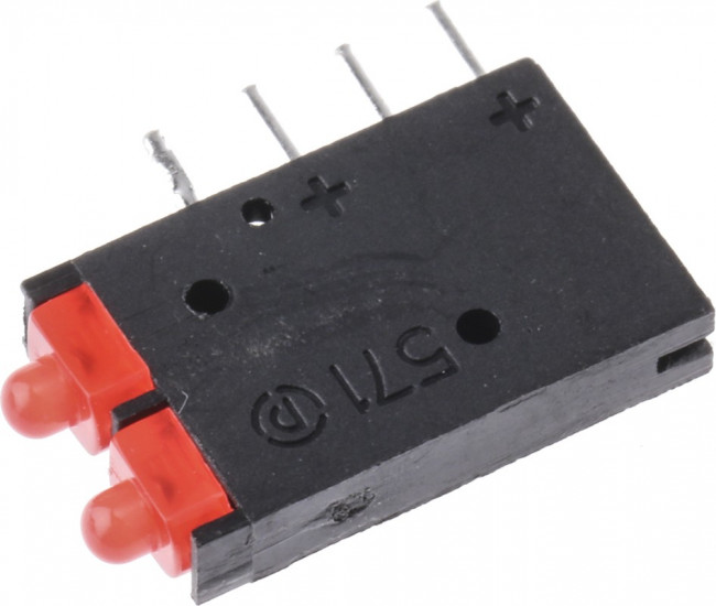 571-0111-100F, 571-0111-100F, Red Right Angle PCB LED Indicator, 2 LEDs, Through Hole 2 V 571-0111-100F, 571-0111-100F, Red Right Angle PCB LED Indicator, 2 LEDs, Through Hole 2 V