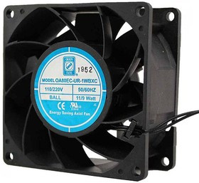 OA80EC-UR-1WBXC, AXIAL FAN, BALL, 80MM, 60CFM, WIRE LEAD