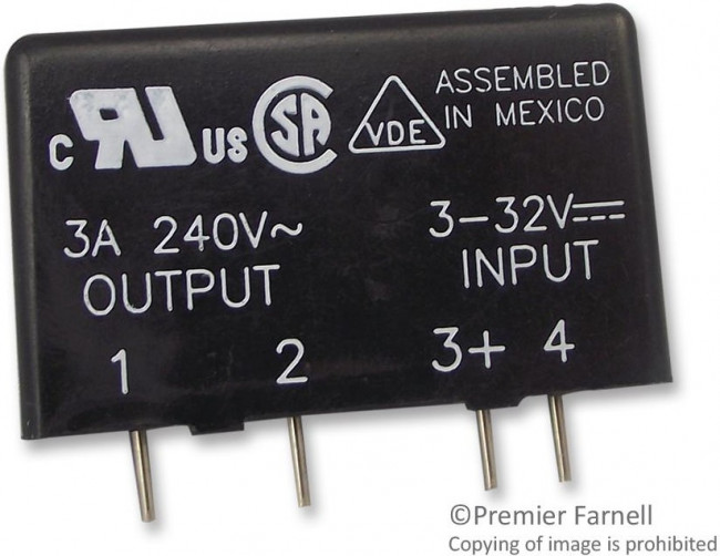 MP240D3, Реле твердотельное, постоянного тока, Uупр 3-32ВDC,Iнагр. 3A,Uзагр 280В
