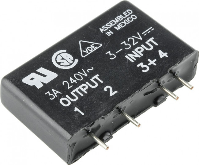 MP240D3, Реле твердотельное, постоянного тока, Uупр 3-32ВDC,Iнагр. 3A,Uзагр 280В