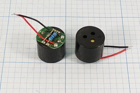 Зуммер пьезоэлектрический с генератором, размер 23x19, напряжение 8~30В, частота 3.3кГц, контакты 2L