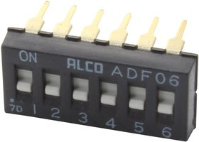 ADF0604HL, DIP / SIP переключатель, 6 схем(-а), Сквозное Отверстие, SPST, 24 В, 100 мА