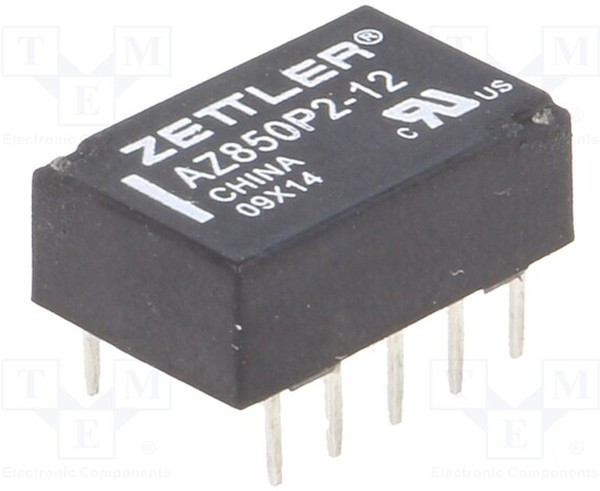 AZ850P2-12, Реле: электромагнитное, DPDT, Uобмотки: 12ВDC, 0,5A/125ВAC, 1А