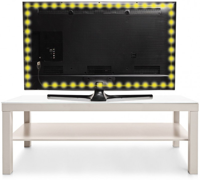 LED лента с USB коннектором 5 В, 8 мм, IP65, SMD 2835, 60 LED/m, цвет свечения желтый 141-382