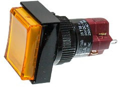 D16LMT1-1ABKY, кнопка без фиксации с LED подсветкой 250В 5А