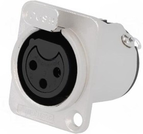 AC3FDZ, Гнездо; XLR; "мама"; PIN: 3; прямой; с кнопкой; пайка; луженые; 133В