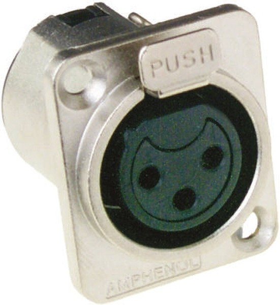 AC3FDZ, Гнездо; XLR; "мама"; PIN: 3; прямой; с кнопкой; пайка; луженые; 133В