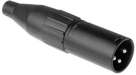 AC3MMBJ, XLR Connectors 3 Pole XLR Male Cable Connector Stamped Contacts Large Cable Clamp Black Finish