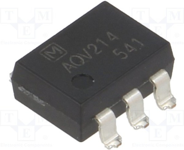 AQV214A, МОП-транзисторное реле, SPST-NO (1 Form A), AC / DC, 400 В, 120 мА, DIP-6