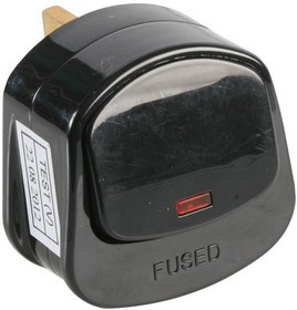 2138 BLACK, Power Entry Connector, UK Mains Plug, 13 A, Black, 240 V
