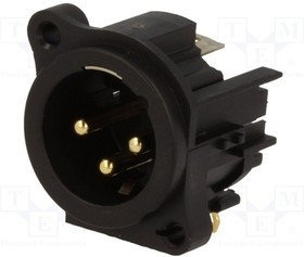 AC3MAH-AU-PRE, Гнездо; XLR; "папа"; PIN: 3; угловой 90°; винтами; THT; позолота